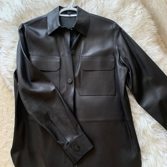 Theory Black Leather Jacket - Picture 6 of 9